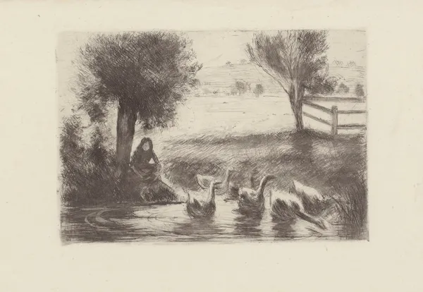 Gardeuse d’oies av Camille Pissarro