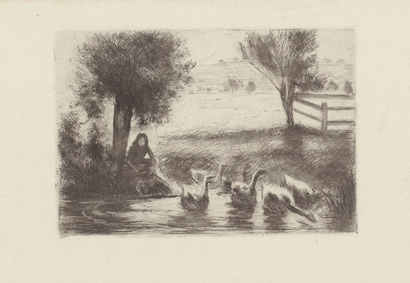 Gardeuse d’oies av Camille Pissarro