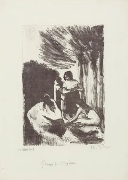 Groupe de baigneuses av Camille Pissarro