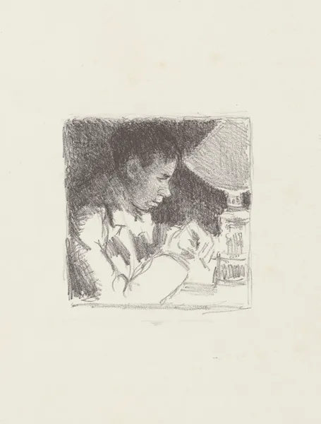 Jeune homme écrivant (portrait de Rodo) av Camille Pissarro