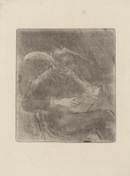 Jeune homme lisant (Georges Pissarro) av Camille Pissarro