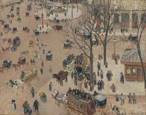 La Place du Théâtre Français av Camille Pissarro