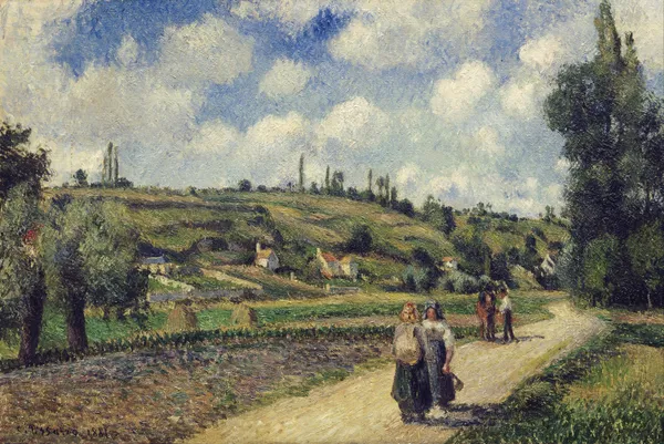 Landscape near Pontoise, the Auvers Road av Camille Pissarro