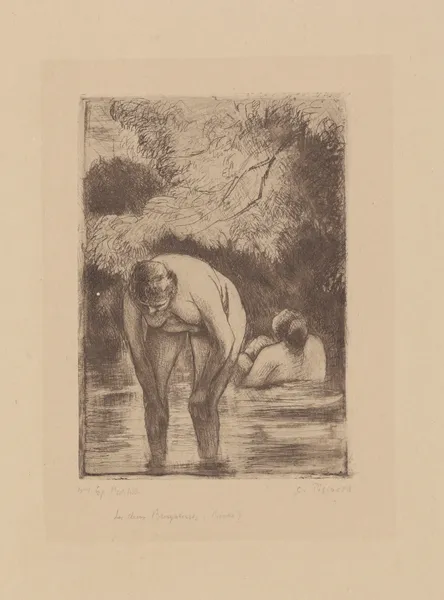 Les deux baigneuses av Camille Pissarro