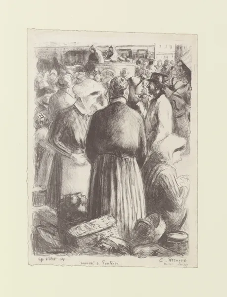 Marché à Pontoise av Camille Pissarro