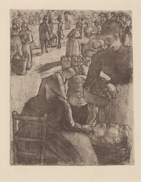 Marché aux légumes, à Pontoise av Camille Pissarro