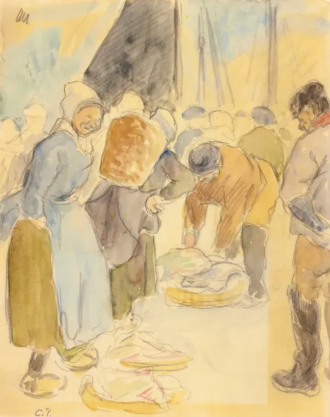 Marché Aux Poissons, Dieppe av Camille Pissarro