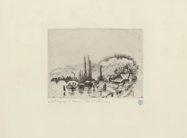 Paysage à Rouen (Côte Sainte-Catherine) av Camille Pissarro