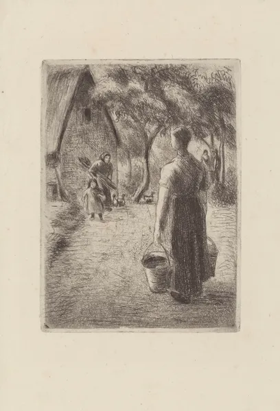 Paysanne portant des seaux av Camille Pissarro