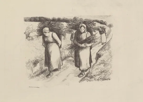 Paysannes portant des fagots av Camille Pissarro