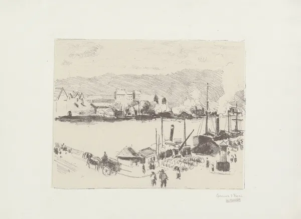 Quai Boieldieu, à Rouen av Camille Pissarro