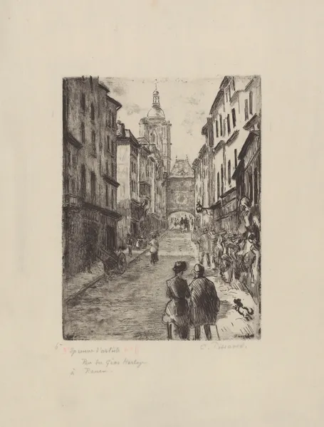 Rue du Gros-Horloge, à Rouen av Camille Pissarro