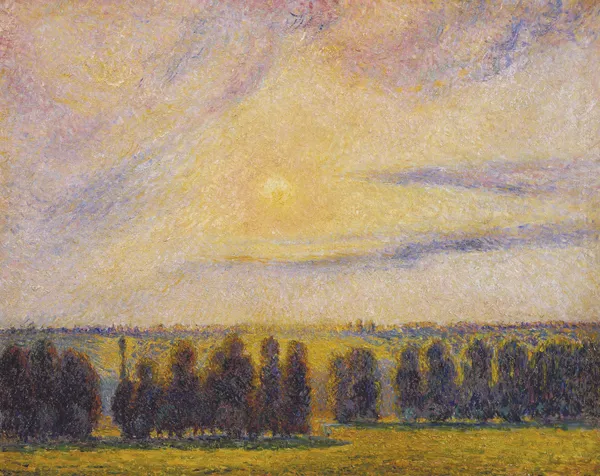 Sunset at Eragny av Camille Pissarro