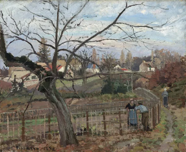 The Fence av Camille Pissarro