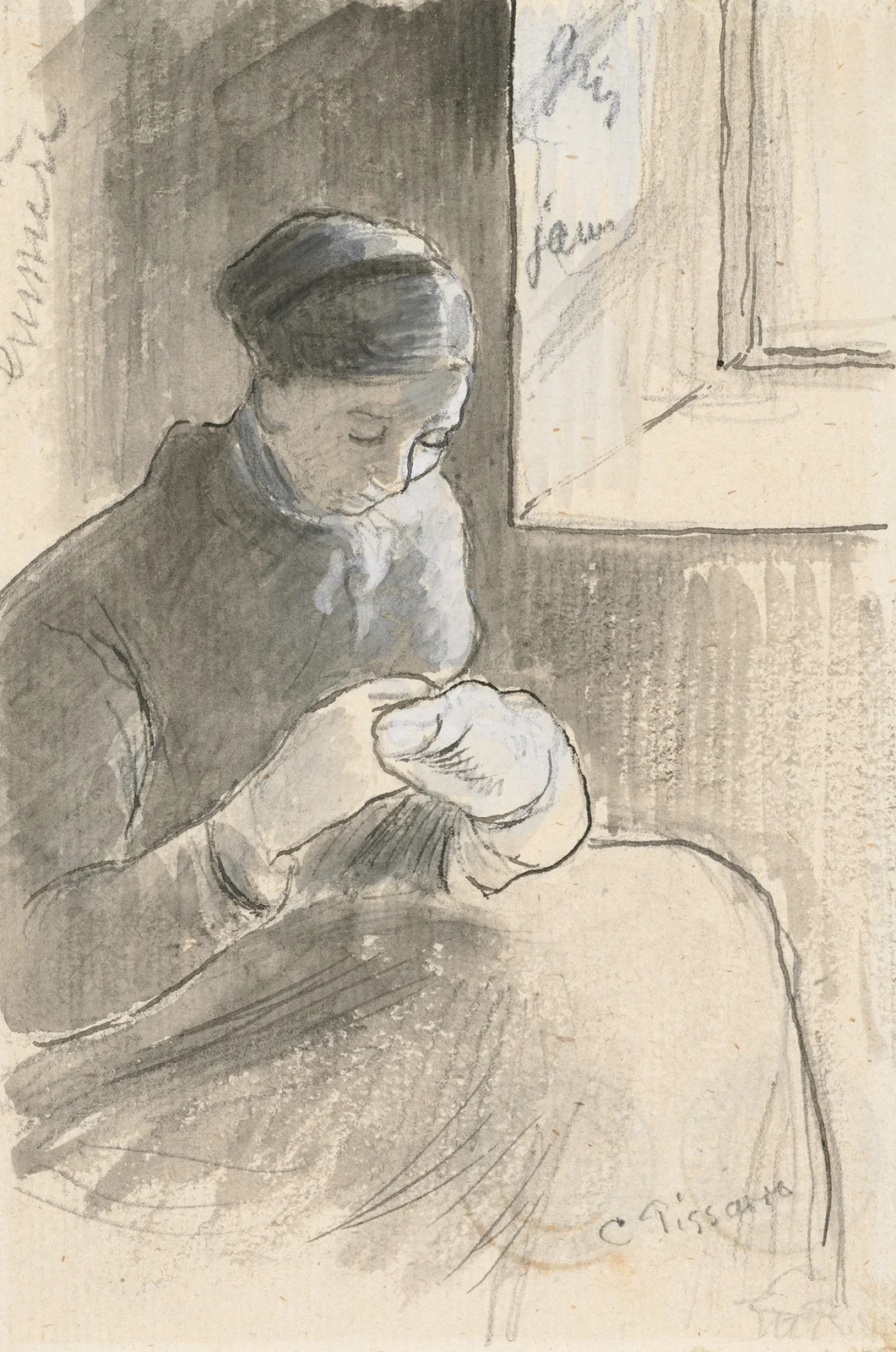 The Mender av Camille Pissarro