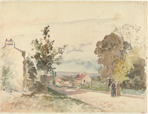 The Road from Versailles to Louveciennes av Camille Pissarro