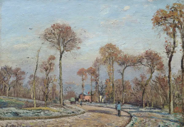 The Road to Versailles, Louveciennes,Morning Frost av Camille Pissarro