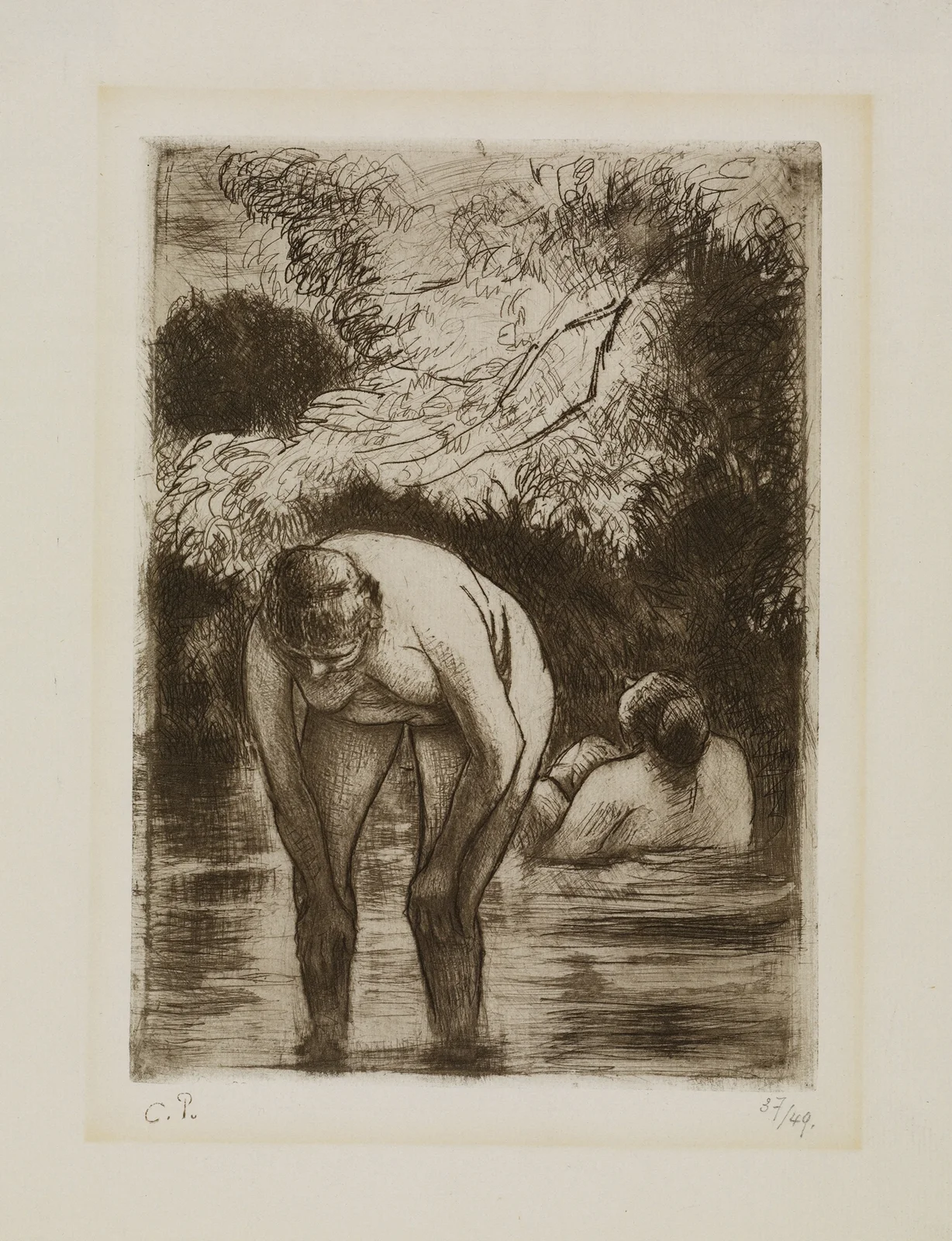 The Two Bathers av Camille Pissarro