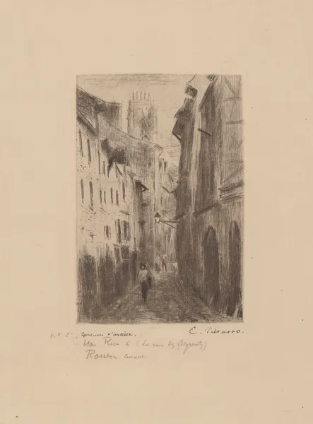 Une rue à Rouen (rue des Arpents) av Camille Pissarro