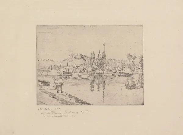 Vue de Rouen, cours la Reine, 1884 av Camille Pissarro