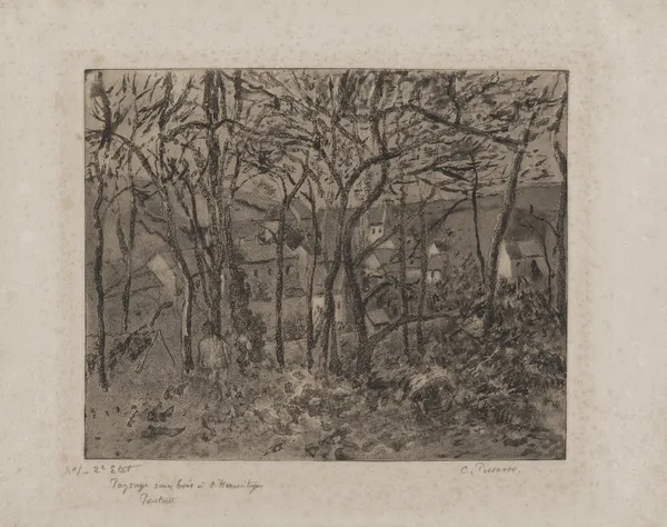 Wooded Landscape at the Hermitage av Camille Pissarro