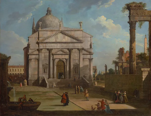 A capriccio with the church of the Redentore av Canaletto
