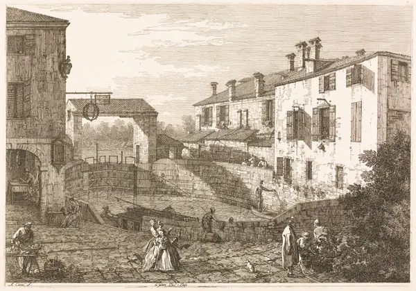 The Canal Lock at Dolo av Canaletto