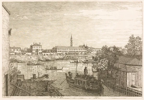 The Harbor at Dolo av Canaletto