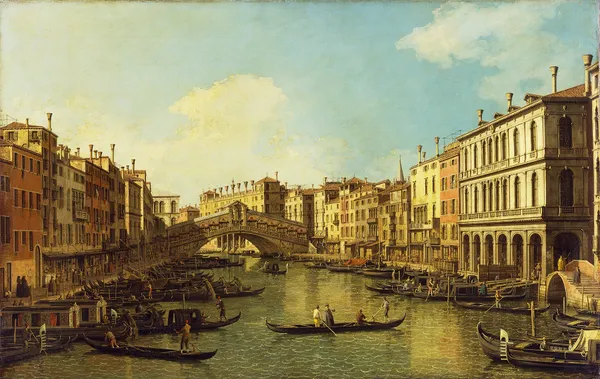 Venice, the Grand Canal from the Palazzo Dolfin-Manin to the Rialto Bridge av Canaletto