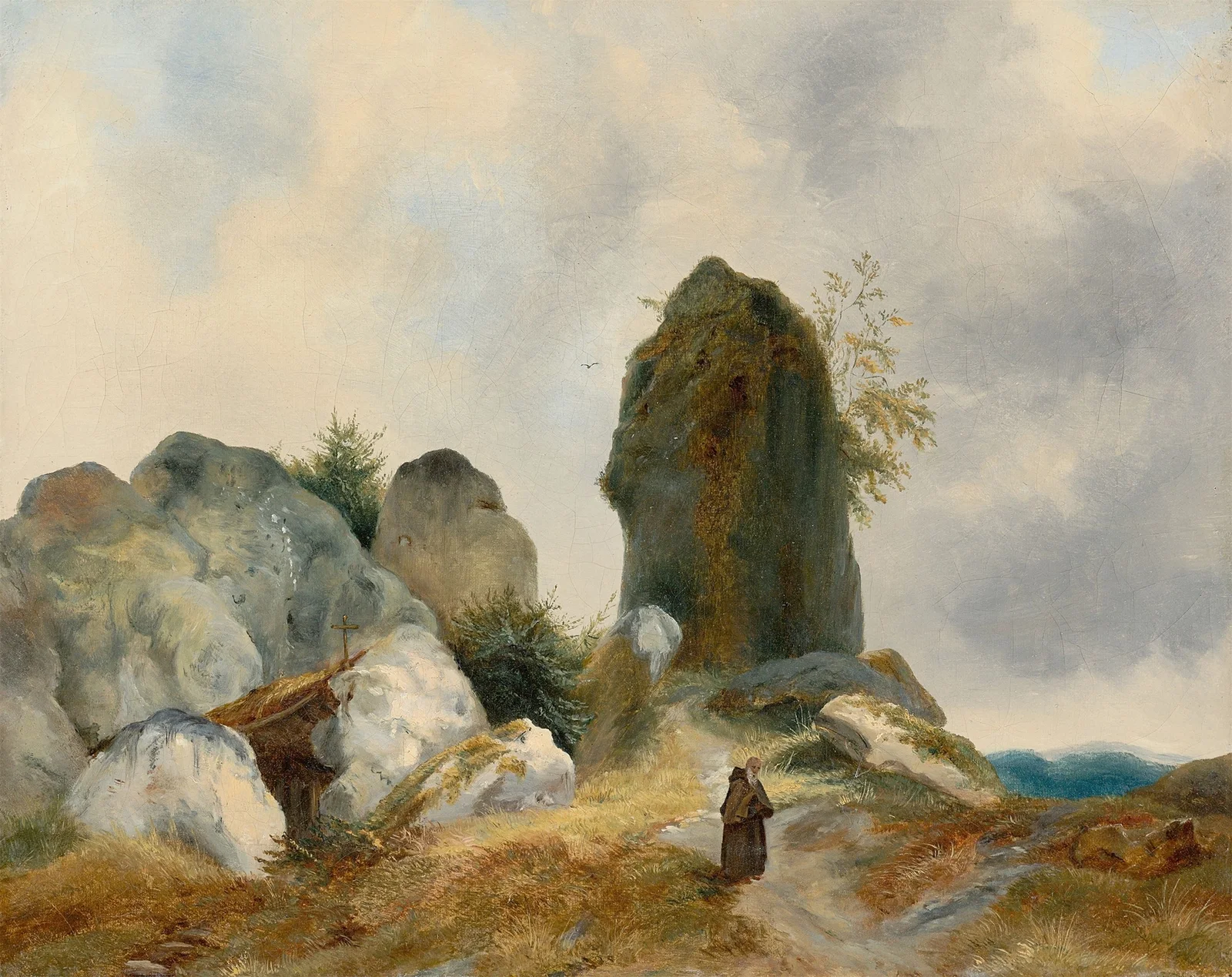 Hermit in a rocky landscape av Carl Blechen