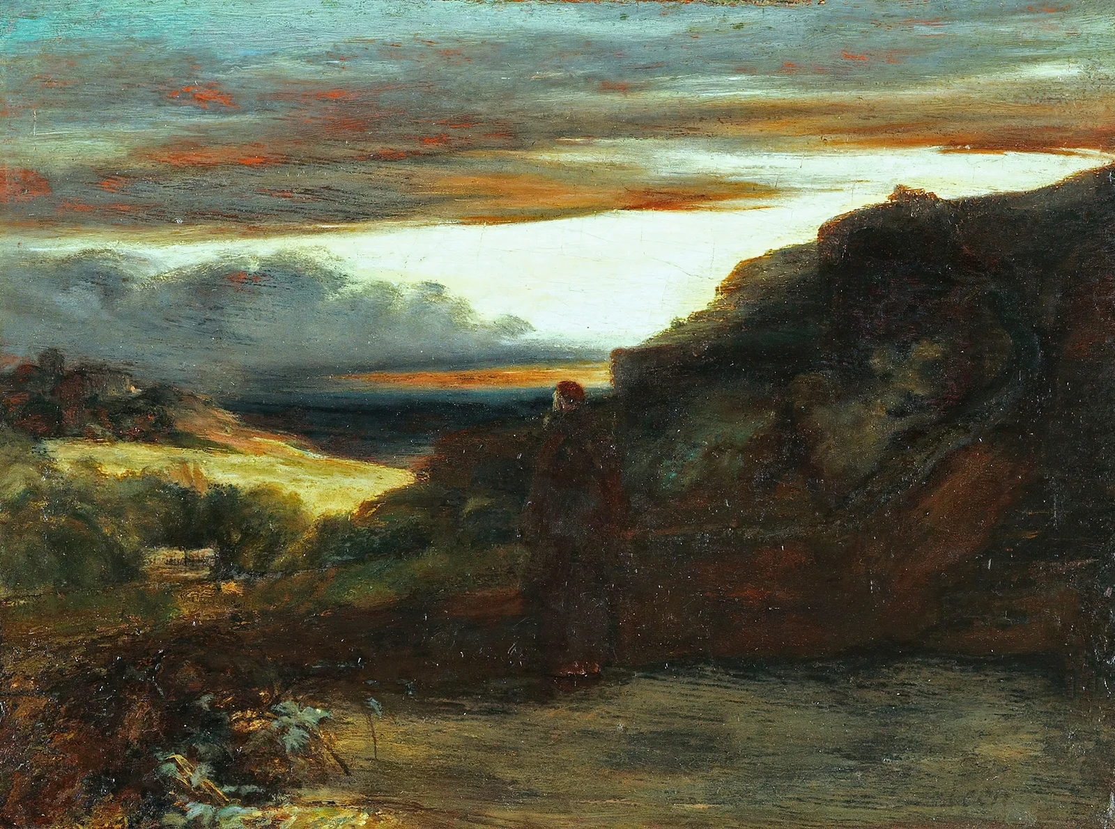 Mönch auf der Terrasse av Carl Blechen