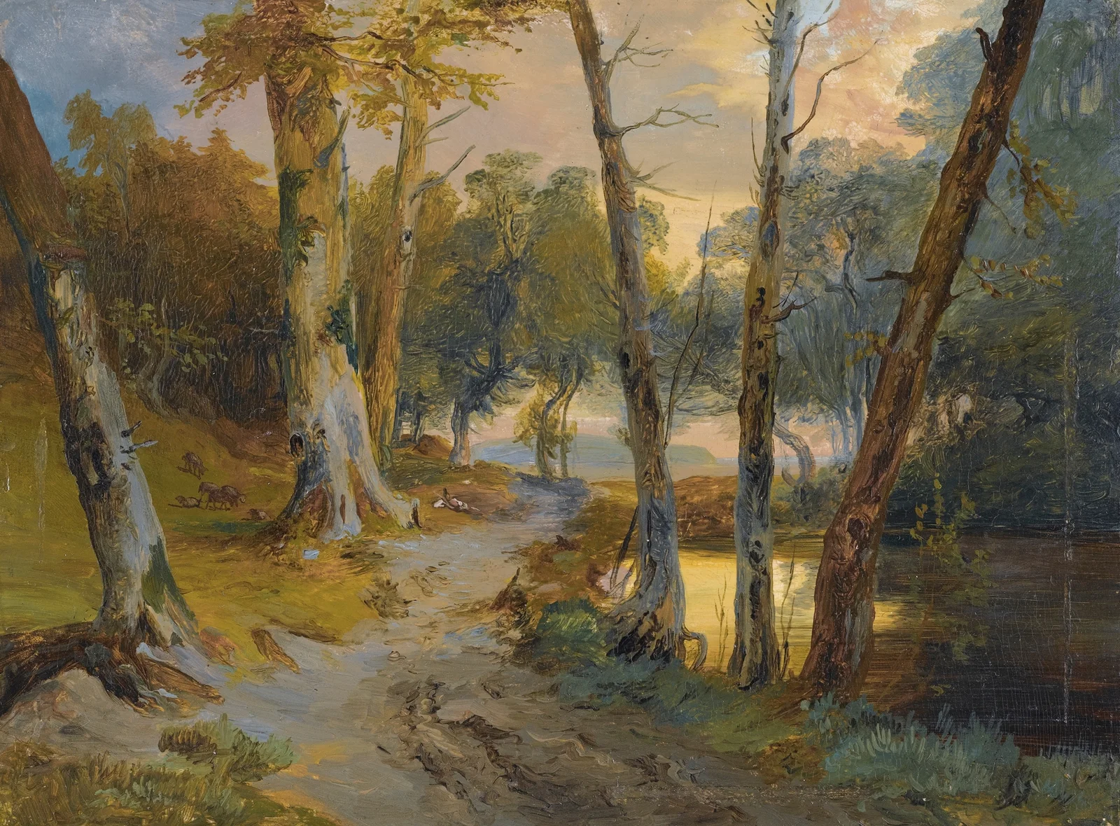 Wald Mit Kleinem Weiher (Forest Interior With Pond) av Carl Blechen