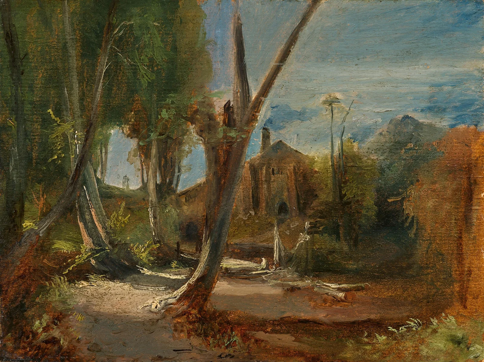 Waldlandschaft mit einer Fabrik av Carl Blechen