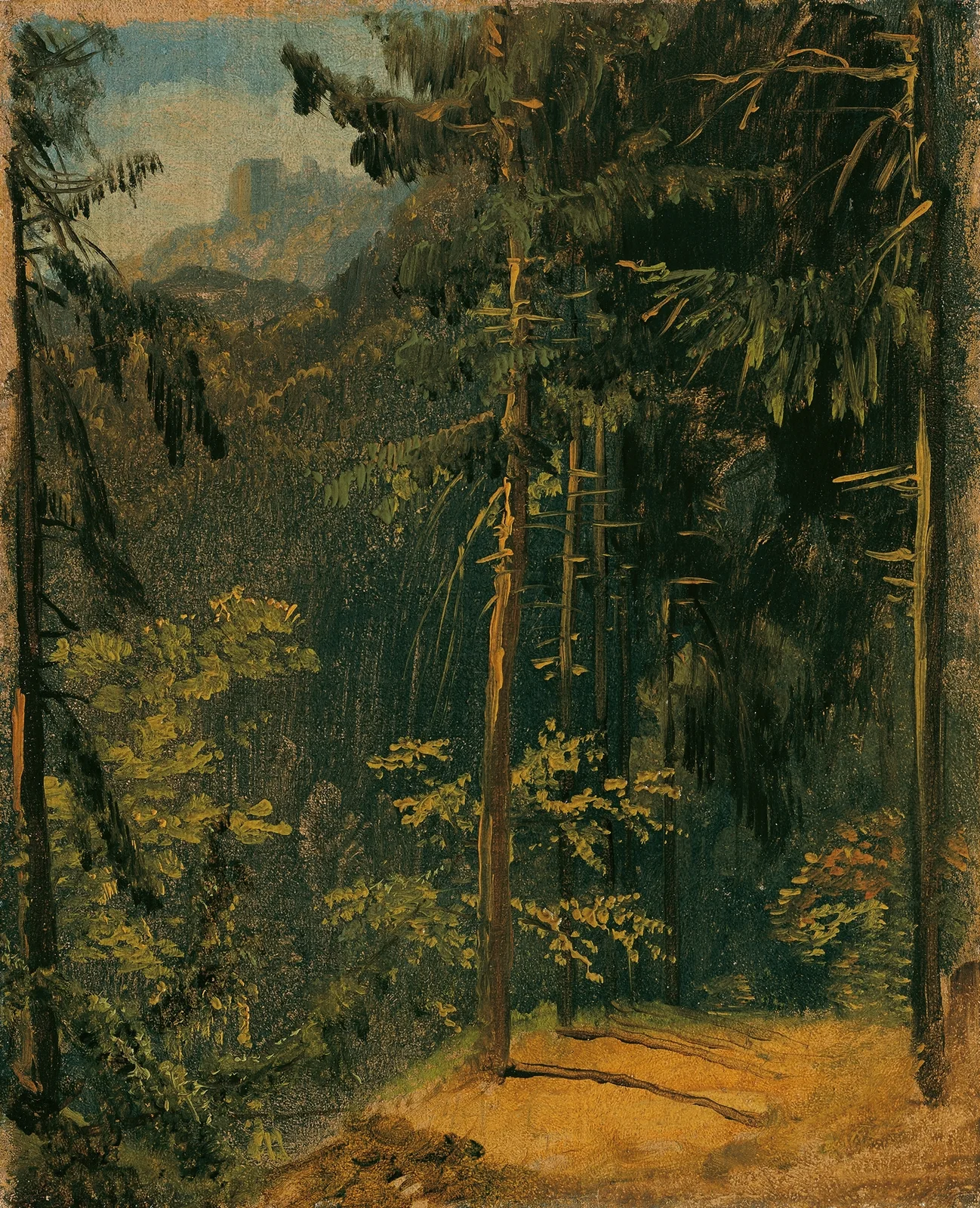 Waldweg im Harz av Carl Blechen
