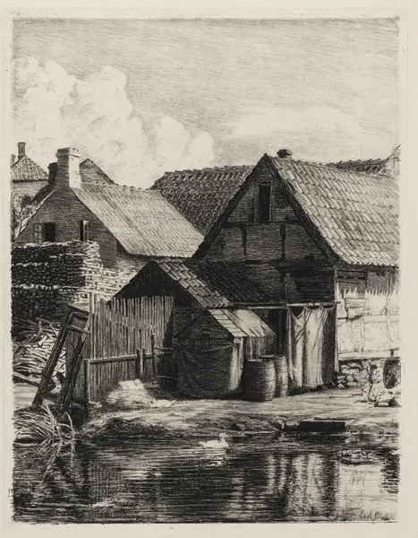 Old houses, from Hellebæk av Carl Bloch
