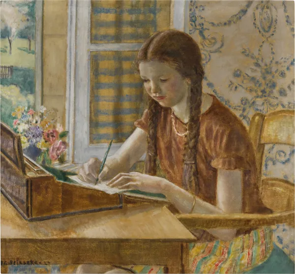 Girl at Writing Desk av Frederick Carl Frieseke