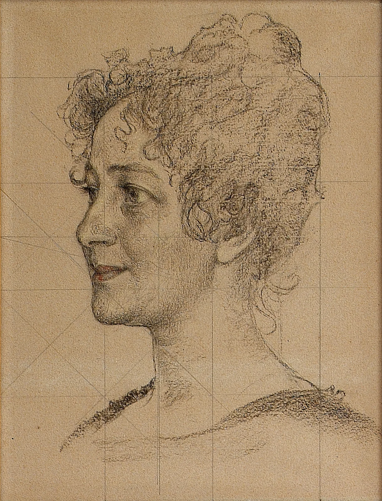 Huvudstudie av fru Signe Thiel av Carl Larsson