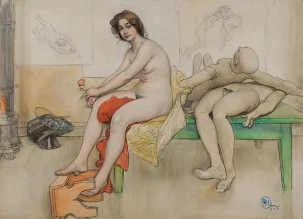 The Model and the Mannequins av Carl Larsson