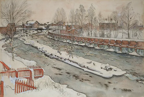 Timmerrännan. Vinterscen av Carl Larsson