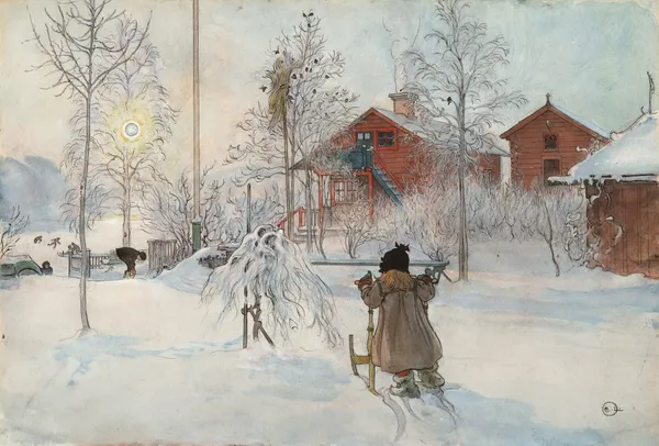 Gården och tvättstugan av Carl Larsson