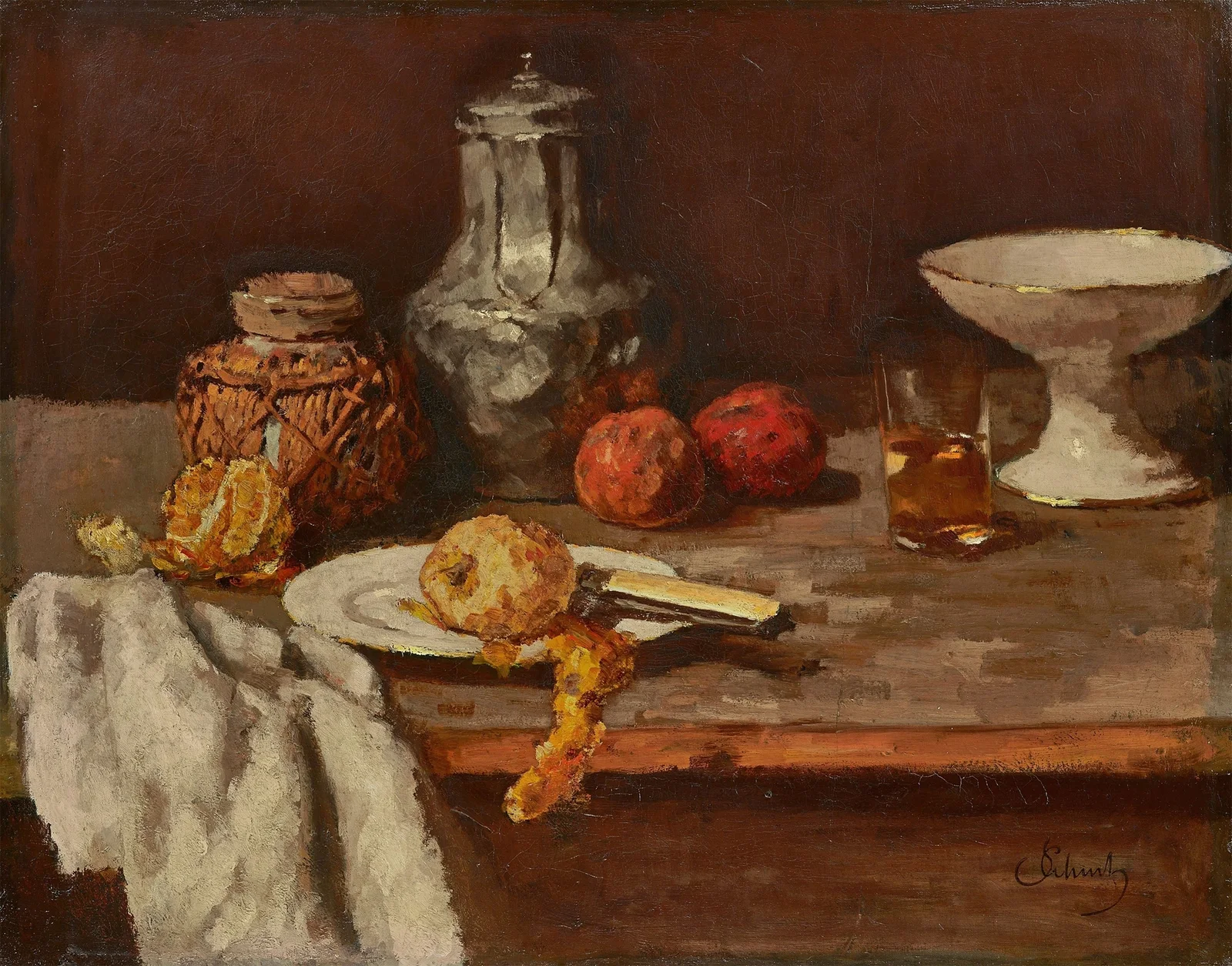 Ingwertopf mit Orangenhälfte av Carl Schuch