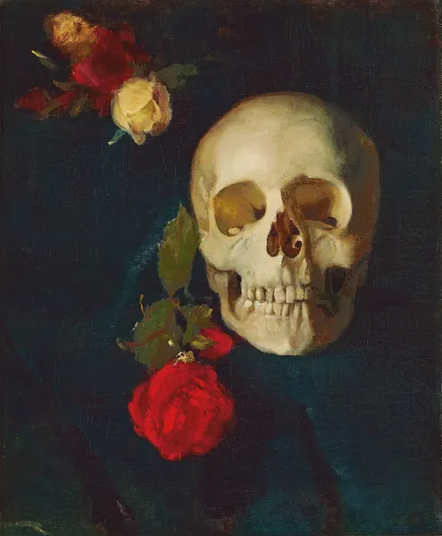 Skull with roses av Carl Schuch