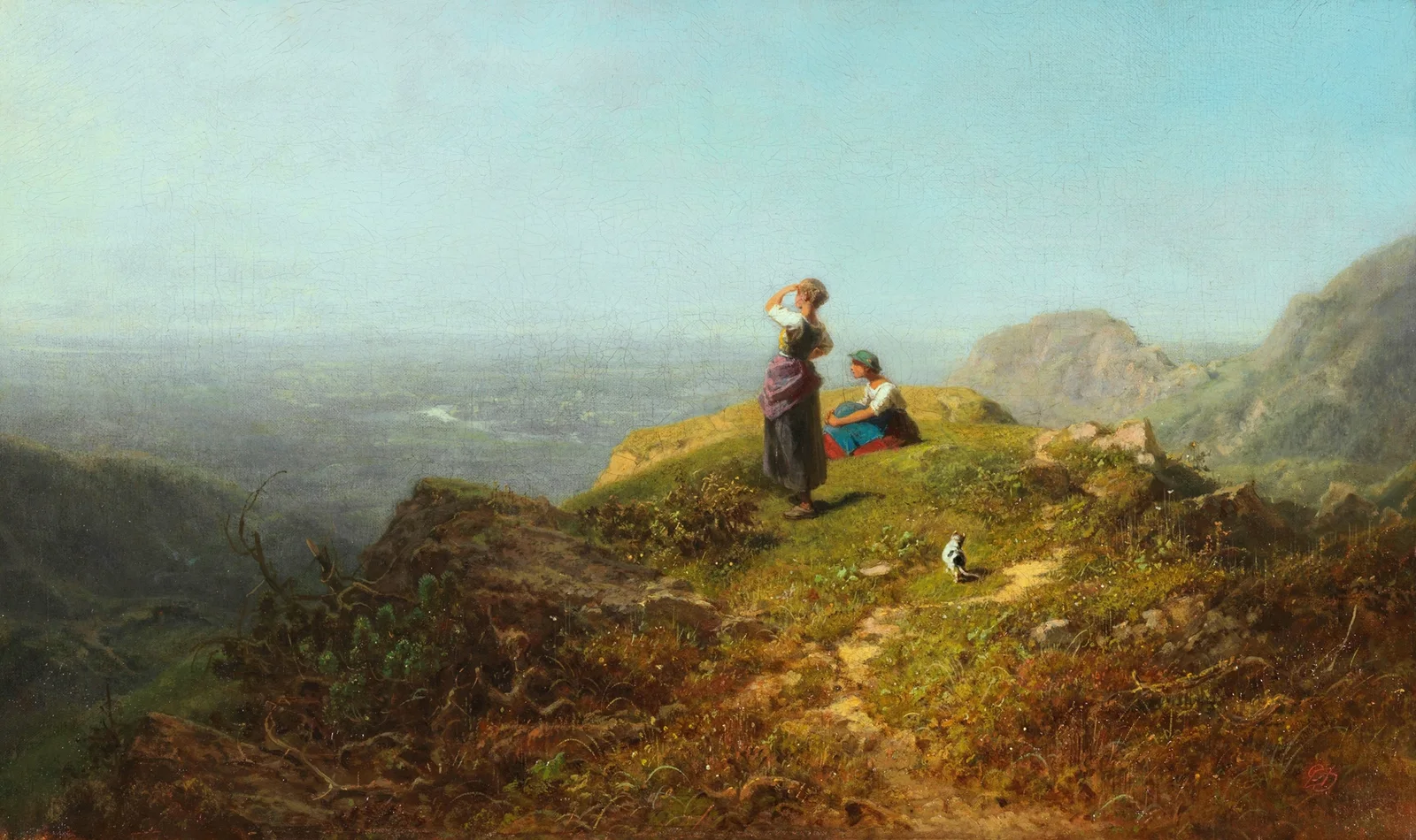 Blick ins Tal (Zwei Mädchen auf einer Alpe) av Carl Spitzweg