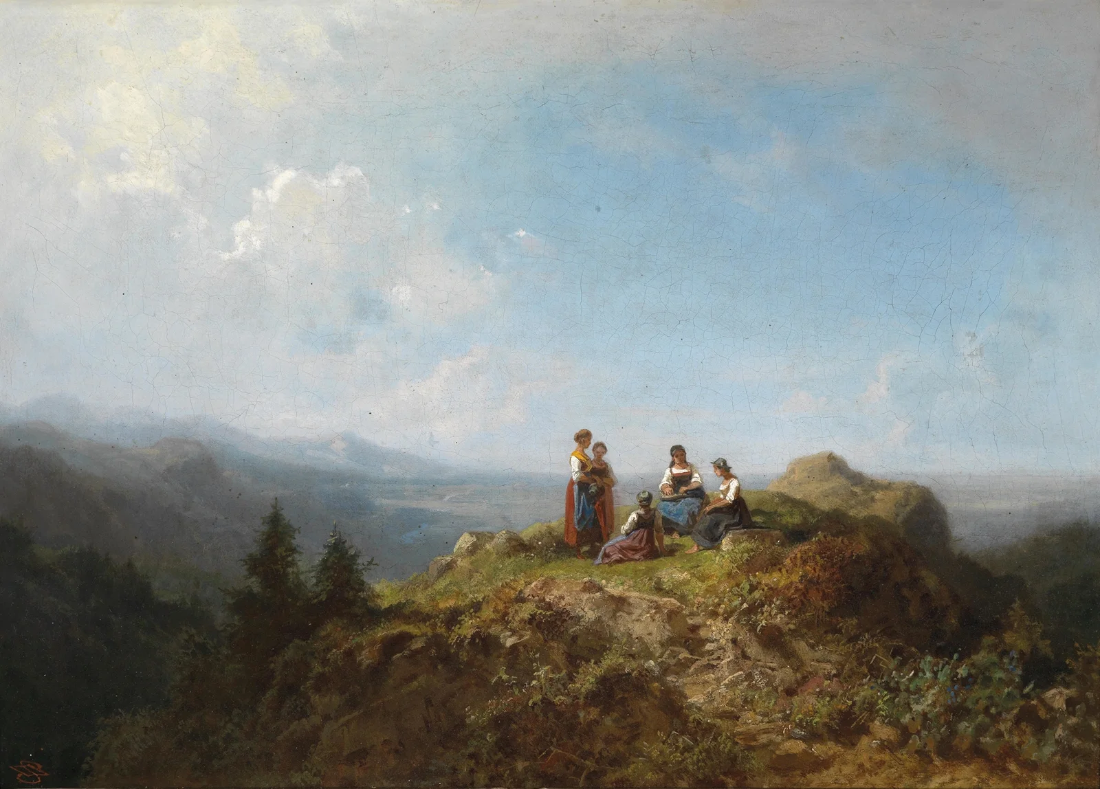 Dirndln auf der Alm av Carl Spitzweg