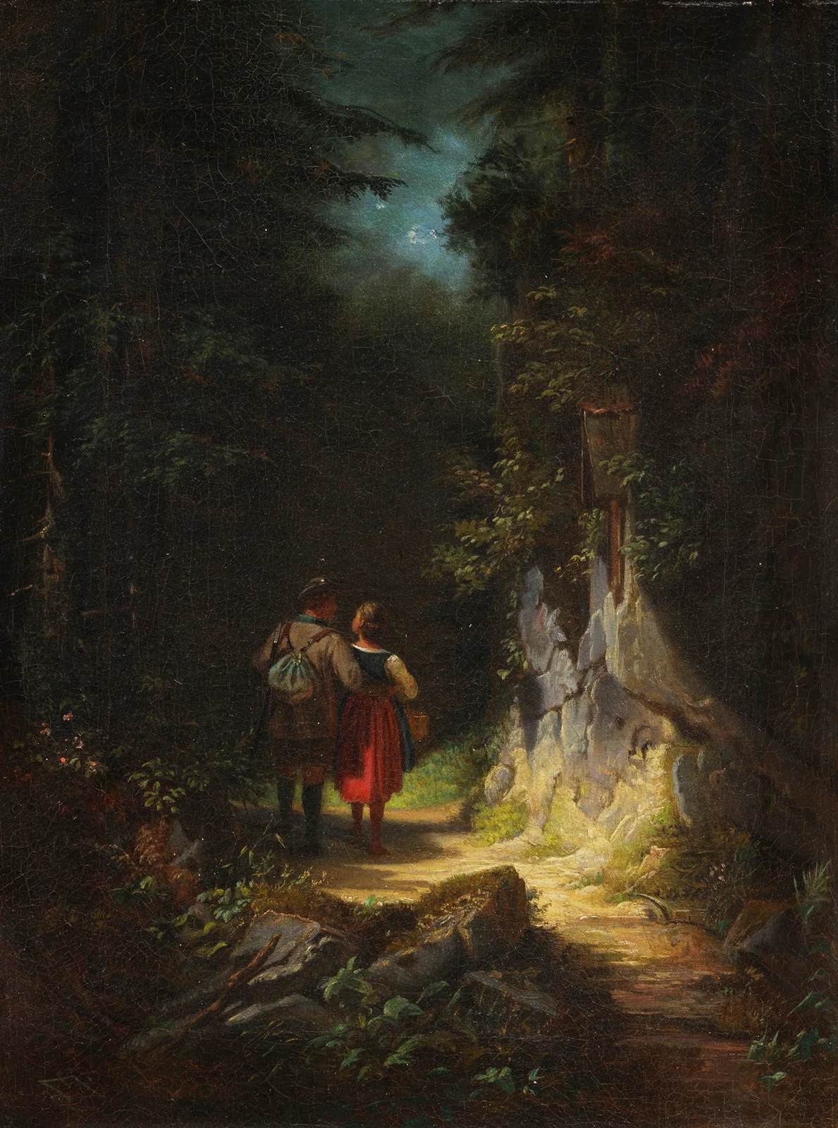 Jäger mit Mädchen (Der verliebte Jäger) av Carl Spitzweg