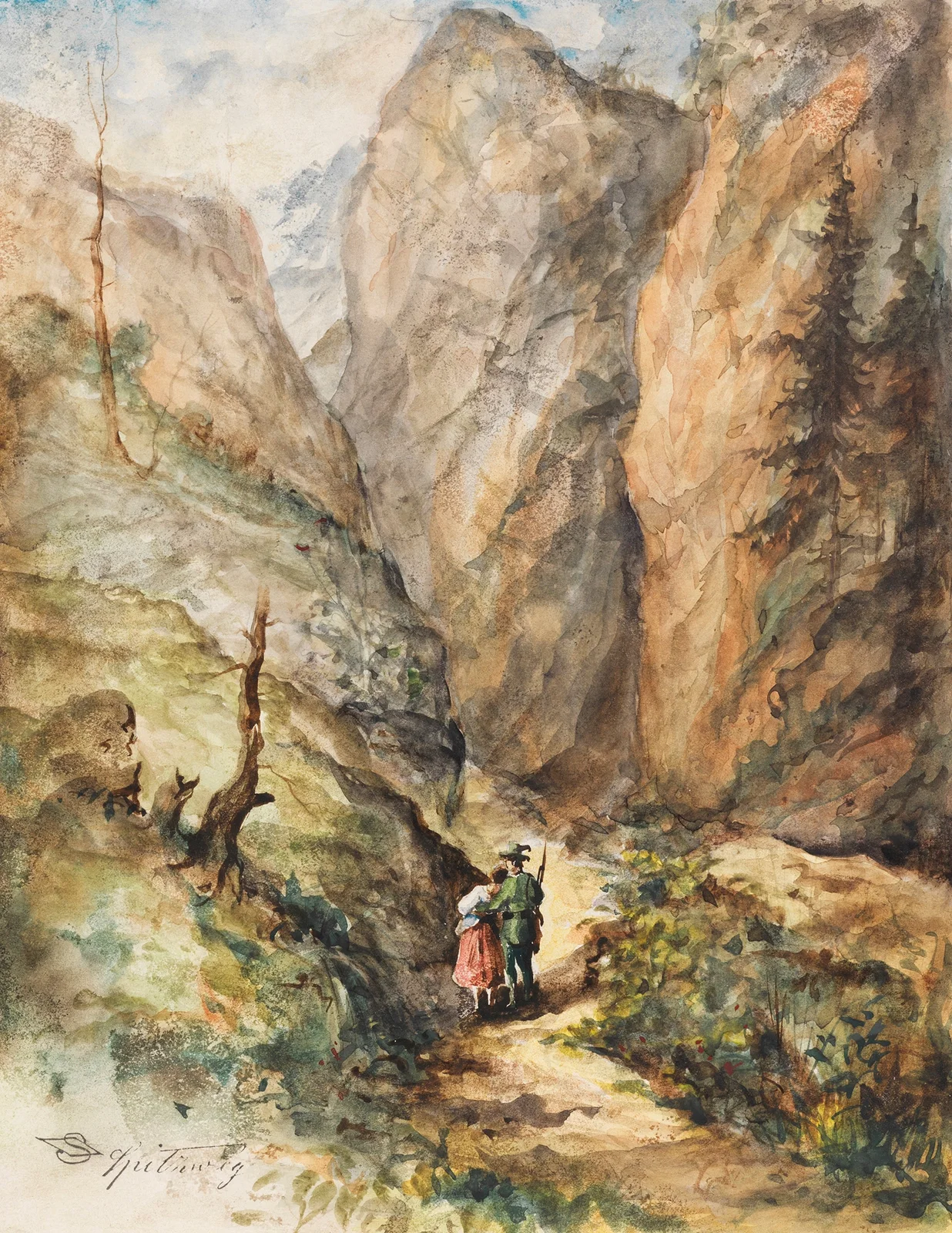 Jäger und Mädchen av Carl Spitzweg
