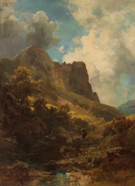 Talschlucht mit Sennerin av Carl Spitzweg