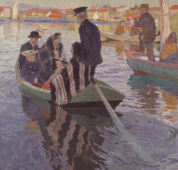 Church-Goers in a Boat av Carl Wilhelmson