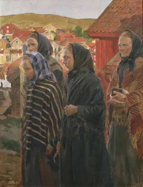 Fishermen’s Wives Returning from Church av Carl Wilhelmson