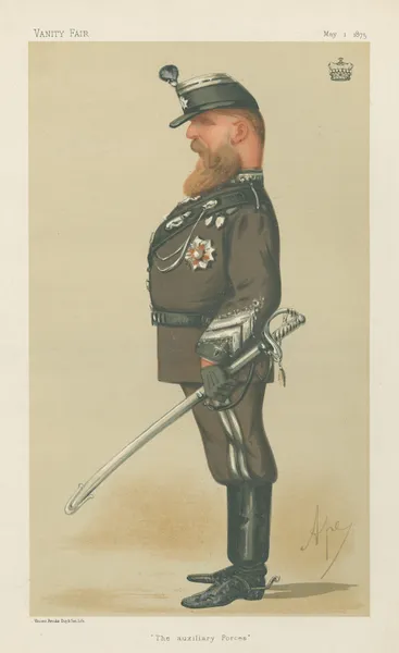 Military and Navy; ‘The Auxillary Forces’, Viscount Bury, May 1, 1875 av Carlo Pellegrini